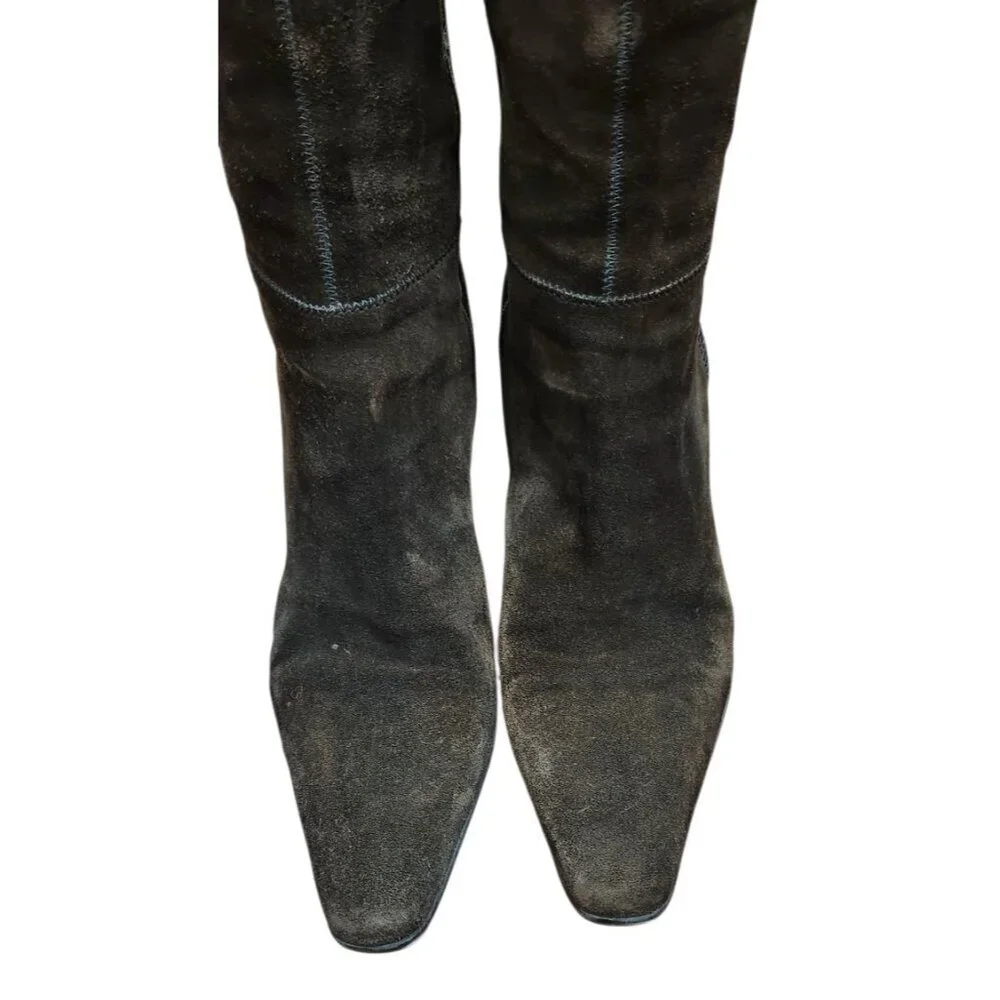 PRADA BROWN SUEDE HEELED BOOTS - EU 38.5/US 8 - Picture 6 of 16